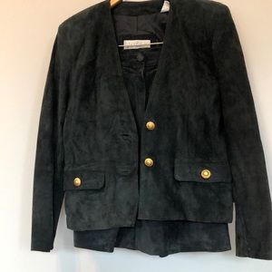 VINTAGE 70’S LORD &TAYLOR HUNTER GREEN SUEDE COULOT PANT/SKIRT AND JACKET